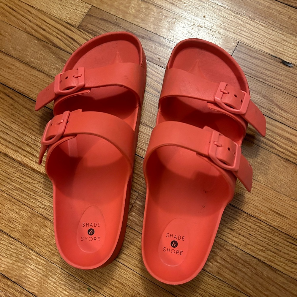 Shade & Shore Coral Double Strap Sandals